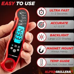 00S-93EQUK ALPHA Grillers Meat Thermometer Cooking Grill Bbq