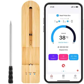 798038964240 AMSAU Wireless Smart Meat Thermometer Bluetooth