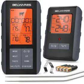 Bw-wmt-gy BELWARES Wireless Meat Thermometer Grilling Smoking