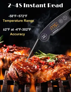 744306865214 BRAPILOT Meat Thermometer Rechargeable Cooking #2
