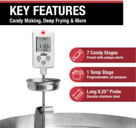 DTC450 DIGITAL Candy Thermometer Steel Stem Pot Clip #2