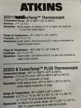 93233-K COOPER-ATKINS Econo Thermometer Kit #3