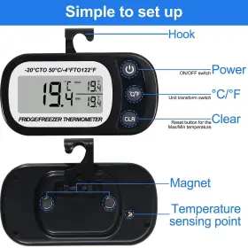 687117724274 DORHEA Refrigerator Thermometer Digital Freezer #2