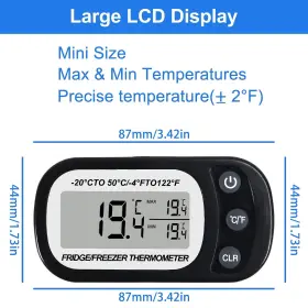 687117724274 DORHEA Refrigerator Thermometer Digital Freezer #3