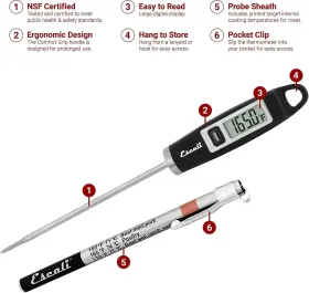 445033518529 ESCALI Gourmet Digital Meat Thermometer Probe #2