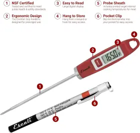 711181578799 ESCALI Gourmet Digital Meat Thermometer Probe #2