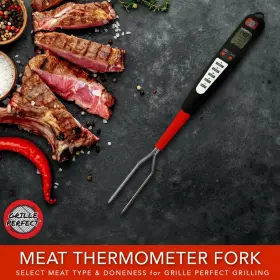 689718743630 GRILLE PERFECT Digital Meat Thermometer Fork Bbq #2