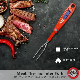718196765688 GRILLE PERFECT Digital Meat Thermometer Fork Bbq #2