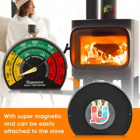 726954655133 HANAOYO Wood Stove Thermometer Magnetic Pipe #2