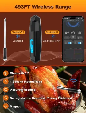 016392454239 IOLLOI Wireless Meat Thermometer Bluetooth #2