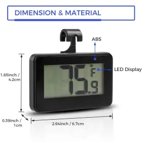 702865501424 KIMANN Mini Refrigerator Thermometer Digital Wit #2