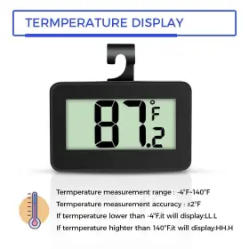 702865501424 KIMANN Mini Refrigerator Thermometer Digital Wit #3