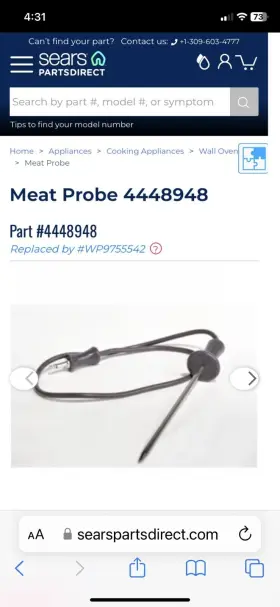 4448948 KITCHENAID Oven Meat Probe Thermometer