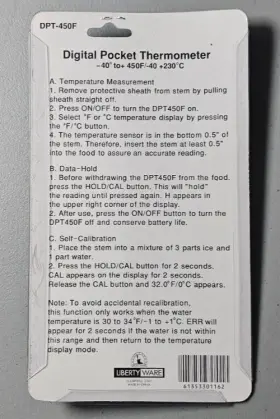 DPT450F LIBERTY Ware Digital Pocket Thermometer Nsf Dpt #3