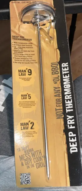 MAN-7720BBQ STEEL Fryer Thermometer Pot Clip Probe Glow