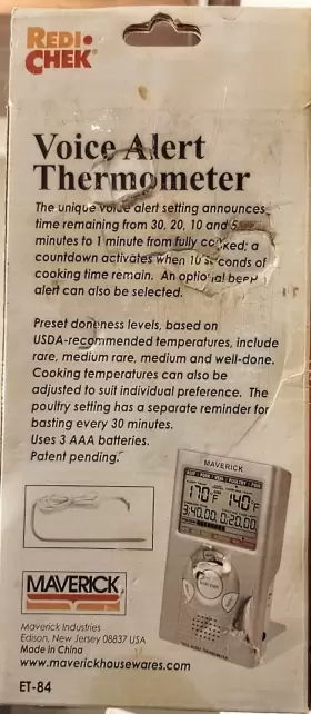 ET-84 MAVERICK Redo Chek Roast Alert Digital Thermometer #2
