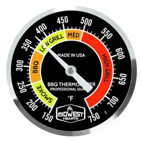 225-750-BLK MIDWEST HEARTH Bbq Grill Thermometer Zones
