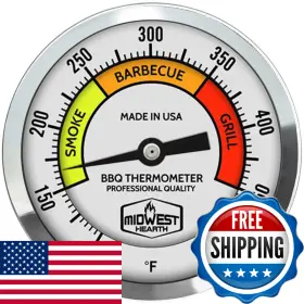 Midwest Hearth B0b2fflq88 Deluxe Bbq Smoker Thermometer 3 Dial 4 Stem Calibration Feature