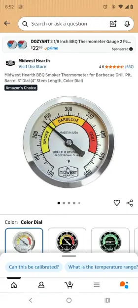 MH300-COL-2.5 MIDWEST HEARTH Bbq Smoker Thermometer Dial