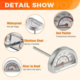 752349319458 MOOTVGOO Bbq Grill Lid Thermometer Steel #3