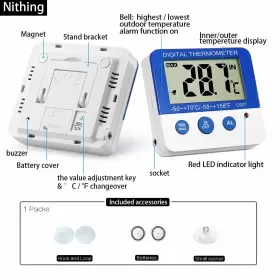 614134699377 NITHING Fridge Freezer Thermometer Memory High #2