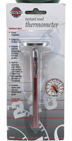 5980 NORPRO Steel Thermometer Analog Dial Pocket Clip