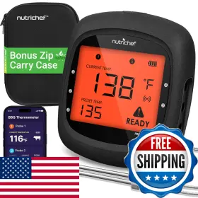 B09L5B73W7 NUTRICHEF Smart Bluetooth Bbq Thermometer Travel