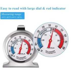 Analog PECULA Refrigerator Freezer Thermometer Steel Dial #2