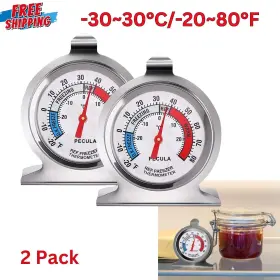 Analog PECULA Refrigerator Freezer Thermometer Steel Dial