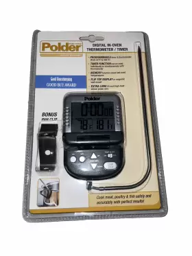 THM-362-86 POLDER Digital Oven Thermometer Timer Pan Clip
