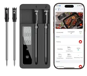 313107176159 ROUUO Smart Wireless Meat Thermometer Dual Wifi
