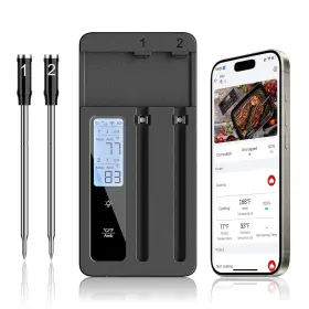 445052221288 ROUUO Smart Wireless Meat Thermometer Dual Wifi