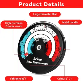 700464606052 SCKEE Wood Stove Thermometer Magnetic Top #2