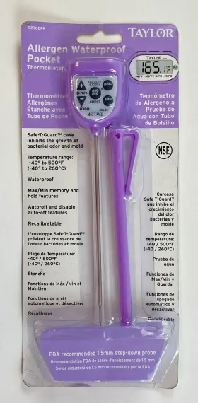 077784016596 TAYLOR Allergen Waterproof Pocket Thermometer