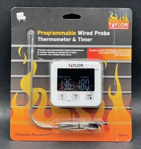 5286710 TAYLOR Programmable Wired Probe Thermometer Timer Bbq
