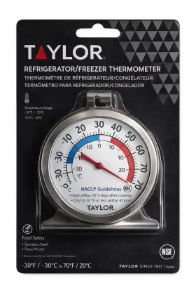 5804 TAYLOR Refrigerator Freezer Thermometer Steel Analog