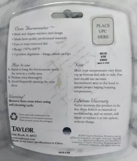 603-20 TAYLOR PRECISION PRODUCTS Oven Dial Thermometer #3