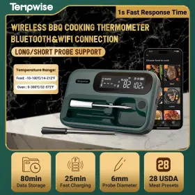 765551474143 TEMPWISE Wireless Cooking Meat Thermometer Bbq