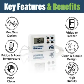 011405000651 THERMOMETER WORLD Digital Refrigerator Fridge #2
