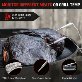 TP-25H2 THERMOPRO Wireless Meat Thermometer Smoker Oven Grill #3