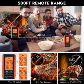 EN2053-4 VAUNO Wireless Meat Thermometer Grilling Smoking Bbq #3