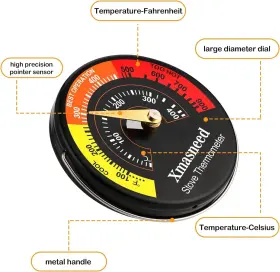 706859466812 XMASNEED Wood Stove Thermometer Magnetic Oven #2