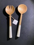 Zodax / Heritage Mango Wood And Marble Salad Server Set. Fixed Price $48.00.
