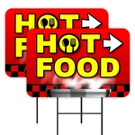 Hot Food 2 Pack Double-sided Yard Signs 16" X 24" With Metal Stakes (made In Tex. Fixed Price $24.99.