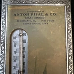 Aton Pipal And Co. Meat Market Cedar Rapids Iowa Advertising Thermometer Vintage. Fixed Price $36.99.