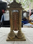 Antique Brass Tabletop Thermometer 19th Century 9 Inches Tall Beautiful. Fixed Price $97.00.