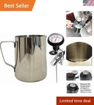 Milk Frothing Pitcher For Coffee Barista Steaming Jug 21 Ounces With Thermometer. Fixed Price $30.06.