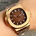 Bliger Nh35 Pt5000 Rose Gold Square Case Brown Dial Automatic Men Watch Sapphire. Fixed Price $94.50.