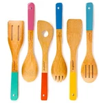 Bamboo 6pc Utensil Set Slotted & Plain Spatula Spoon Serving Spagh. Fixed Price $24.22.