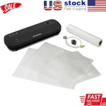 Kitchen Food Vacuum Sealers W/ Bags Roll Space Saving Seafood Fruits Meat Black. Fixed Price $108.27.